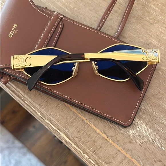 Celine Gold and Black Sunglasses with Sleek Design - Picture 2 of 6